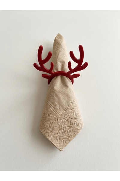 E&TDESING Christmas Themed Reindeer Antler Napkin Ring / Napkin Holder - Decorative Christmas Table Napkin Holder (Set of 6)