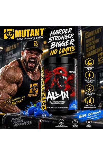 MUTANT All-In Full-Dose PreWorkout 500 gram - Blue Raspberry