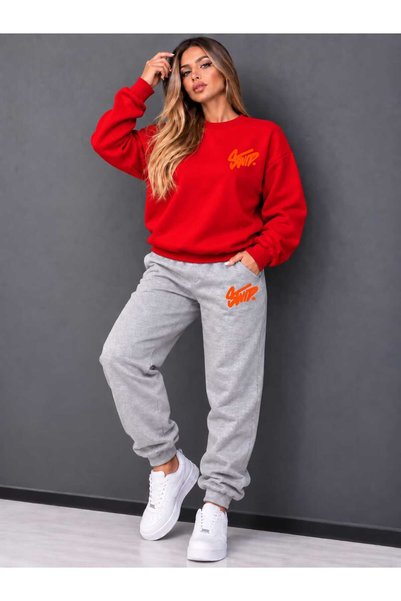 YK WEAR Zero Collar Sweat Suit 2-Piece Combination Winter Shardoon Svp Printe...