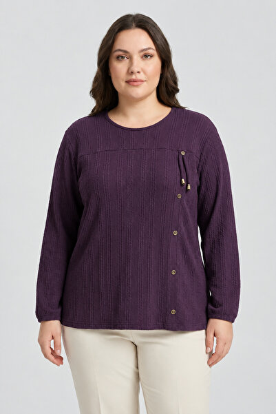 Ravencia Winter Hair Knitwear Buttoned Soft Blouse