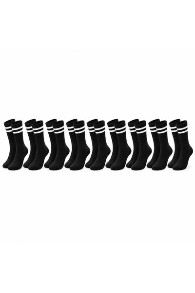 Şerife Hanım Unisex Black Socks with White Stripes Set of 9 Long Socks Daily ...