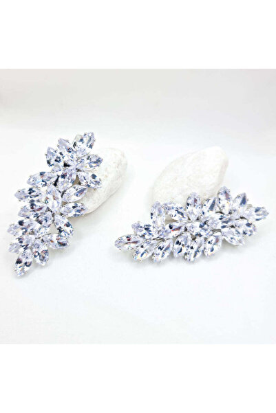 MYGRACE Agrafe de păr de mireasă, metalice, argintii, decorate cu zirconiu, model floral (set de 2 bucăți)