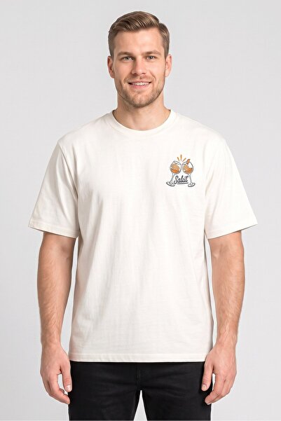Common People Men Crew Neck Short Sleeve Graphic Print T-Shirt, Off White