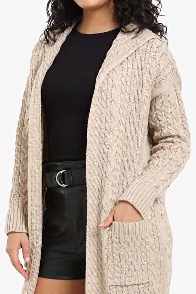 CARINA Carina Mid-Length Hooded Cardigan - Medium Beige
