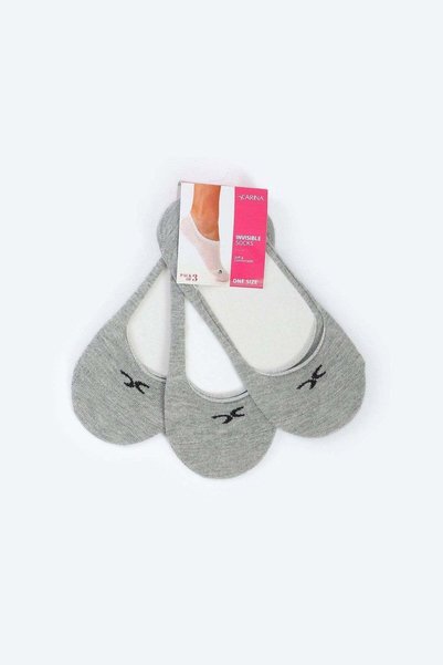 CARINA Carina 3-Pack Invisible Cotton Socks - Dark Gray