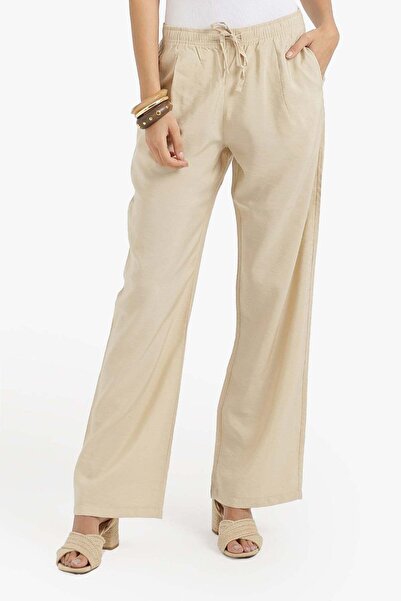 CARINA Karina Elastic Waist Drawstring Pants - Medium Beige