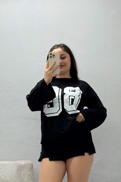 BELENDİR Women's Printed Modal Sweat Black