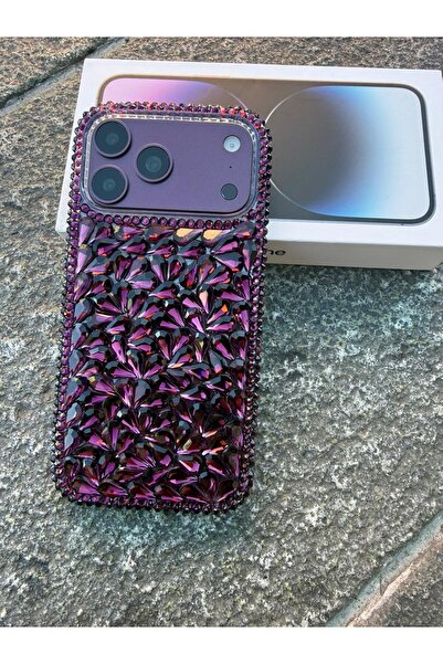 Apple iPhone 18 Pro Max Uyumlu Mor Elegance Diamond Full Taşlı Kılıf