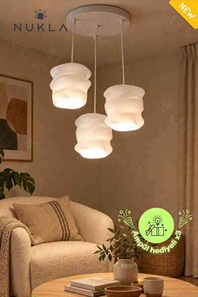 Nukla Sarkıt Avize - Terra Modern Bohem Beyaz Avize - Salon ve Mutfak Avizesi