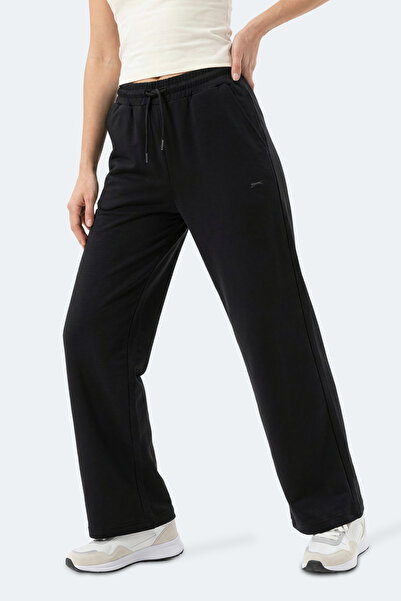 Slazenger MELORA I Γυναικείο μαύρο φαρδύ παντελόνι φόρμας