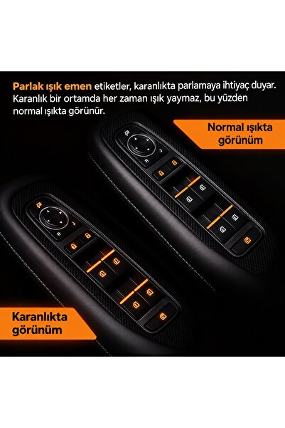 M2M 20 Parça Turuncu Kapı ve Cam Düğmesi Sticker Seti – Su Geçirmez, Karanlık...