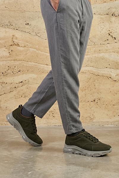 Ziya , Men's Genuine Leather Sneaker 1631037Z2415 Khaki