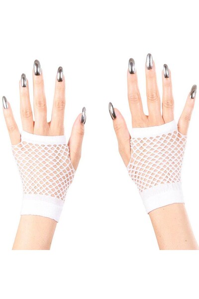 KAYAMU White Color Short Length Mesh Knitted Gloves (K0)