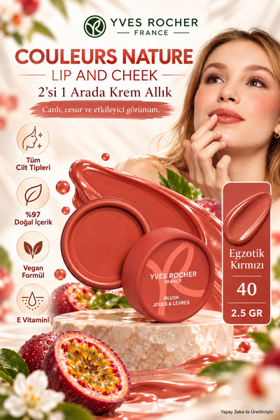 Yves Rocher Dudak Ve Yanak İçin E Vitaminli Krem Allık - Doğal Bitişli 2'si 1...