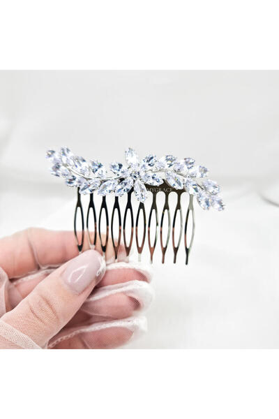 MYGRACE Accesoriu de păr de mireasă  "Be exquisite ", argintiu, tip pieptene, decorat cu zirconiu, model floare