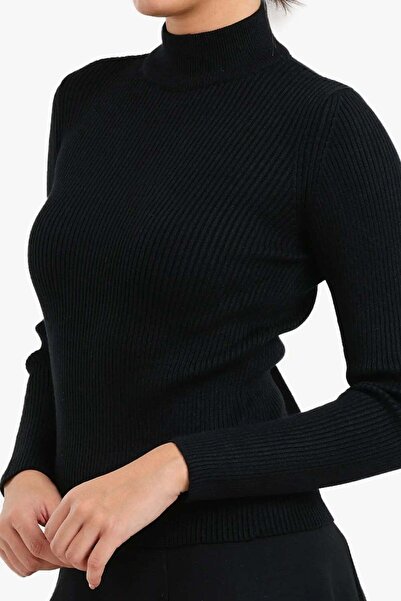 CARINA Carina Ribbed High Neck Pullover - Black