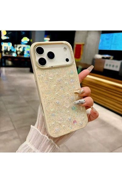 madamcase حافظة أنيقة بتصميم حجري كريمي متوافقة مع هاتف آبل آيفون 16 برو ماكس