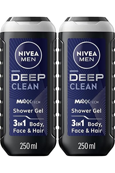 Nivea Body NIVEA MEN 3in1 Shower Gel Body Wash, Cleansing DEEP Micro-Fine Cla...