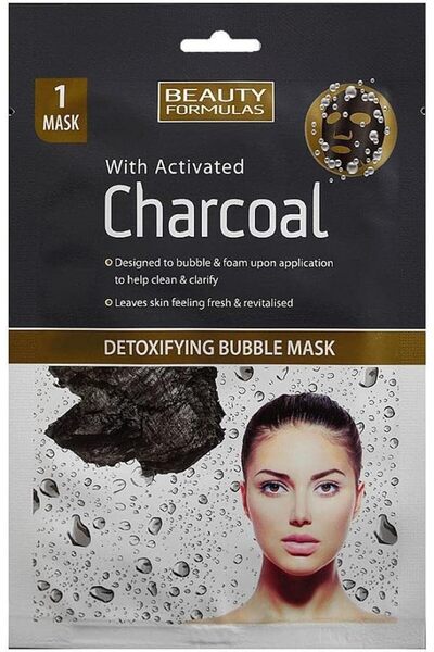 BEAUTY FORMULAS قناع الفقاعات المزيل للسموم بالفحم، قناع واحد