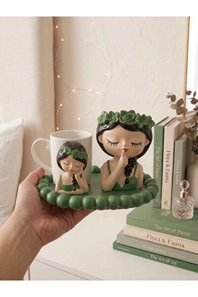 sutasarimevi Handmade Pink Flower Girl Themed Porcelain Cup and Presentation ...