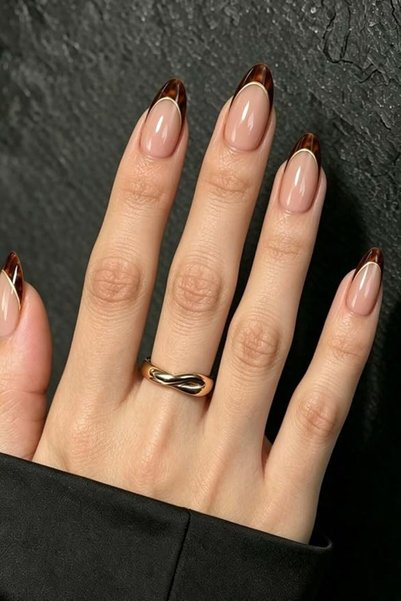 AZUREBEAUTY أظافر صناعية قصيرة لوزية اللون بتدرجات أومبري، بلون خوخي ناعم، 32...