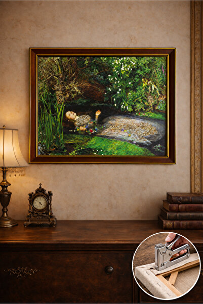 John Everett Millais (Ophelia 1851-1852) Çerçeveli Klasik Vintage Duvar Tablo