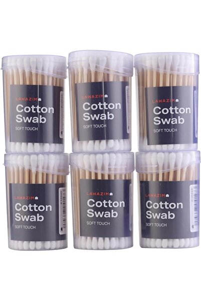 Lawazim Cotton Swab Set - 6 Piece - Natural Organic Buds For Ear -Sticks with...
