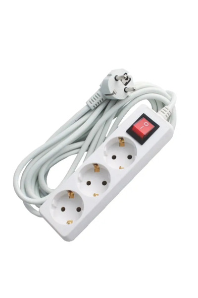 Flamex Prelungitor electric 3 prize, cu întrerupător, 5 m