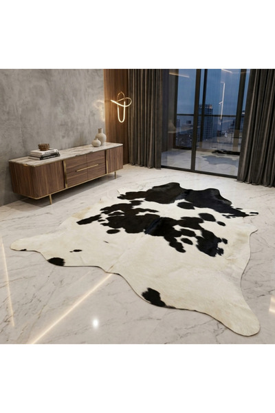 Siyah Beyaz İthal Premium Hakiki Dana Postu 198x185cm