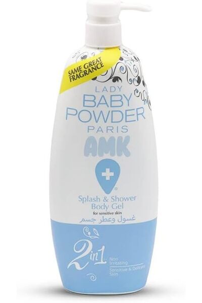 Lady Baby Powder AMK Perfumed Splash and Shower Body Gel 800 ml, Blue