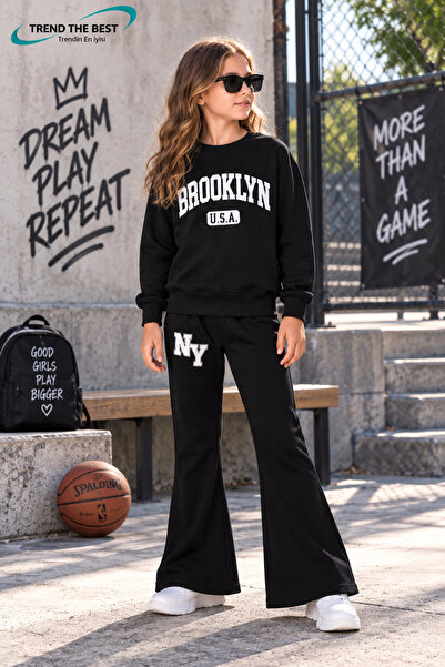 TREND THE BEST Trendin En İyisi Winter, Spring, and Autumn Girls' Black Spani...