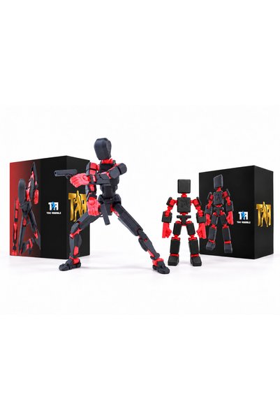 - İkili Paket - Classic Guy & Mini Guy - Kırmızı Siyah - Tam Eklemli Pozlanabilir Aksiyon Figürü