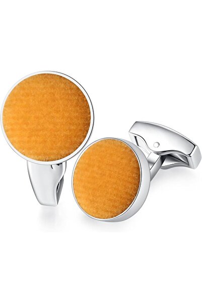 HoneyGlow HONEY BEAR Round Cotton Velvet Fabric Cufflinks for Men Shirt Stain...