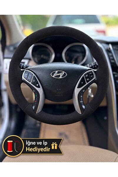 HasAkman Hyundai i30 Direksiyon Kılıfı Alcantara Süet Monza Black Serisi Siya...