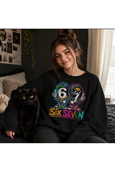 KEYFHOME Hanorac negru brodat, fără șarzi, cu guler rotund, unisex, cu mâneci...