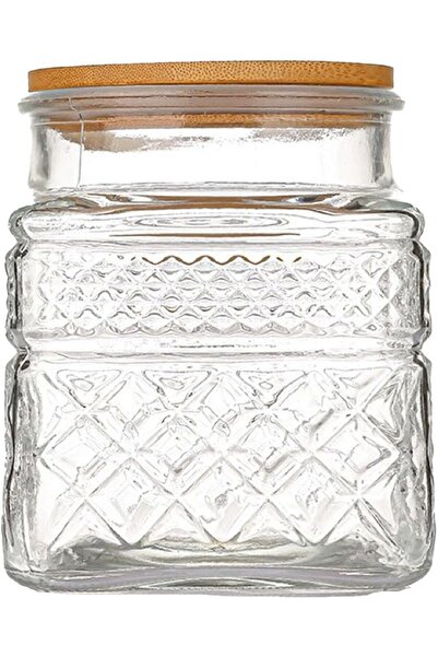 EXCEFORE Medium Vintage Glass Airtight Storage Jar, 1200ml Square Glass Canis...