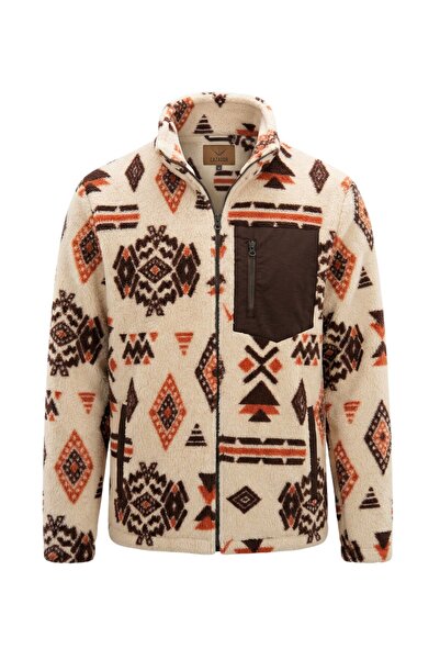 Cazador Men's Beige Jazz 55925 Furry Sweat Cardigan Sweatshirt