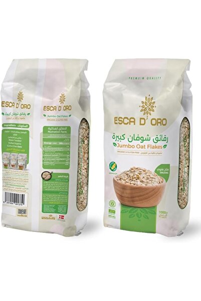 Esca رقائق الشوفان العضوية الكبيرة من د'أورو - 1 كجم - حبوب كاملة خالية من ال...