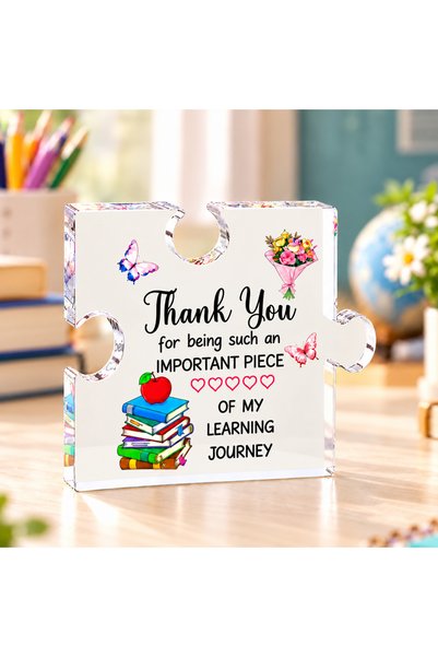 Generic Teacher Appreciation Puzzle Piece Acrylic Gift, English, 10 × 10 cm |...