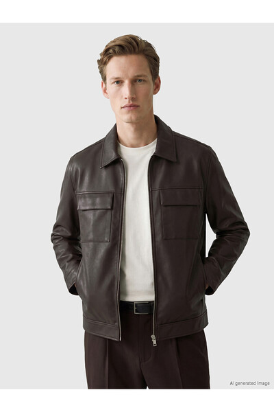 LC Waikiki Quality Parts from Çelebi Store Standard Fit Men's Leather Look Coat