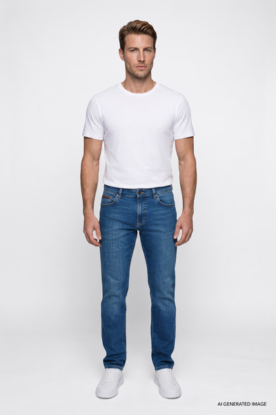 WRANGLER Texas Straight Fit Normal Bel Düz Paça Koyu Mavi Pamuklu Esnek Denim...