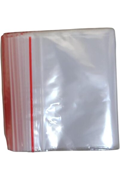 FWM 100PCS Clear Plastic Storage Bags with Red Zip Seal, Resealable (6X4 CM)