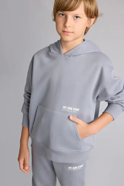 DeFacto Regular Fit Hooded Printed Thick Fabric Sweatshirt with Kangaroo Pock...