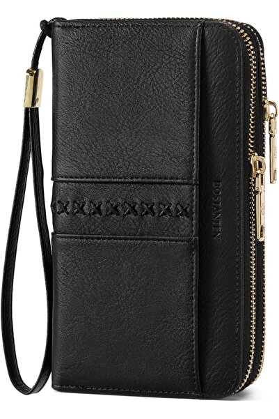 BOSTANTEN Wallets for Women Leather RFID Double Zipper Around Holder Large Ca...