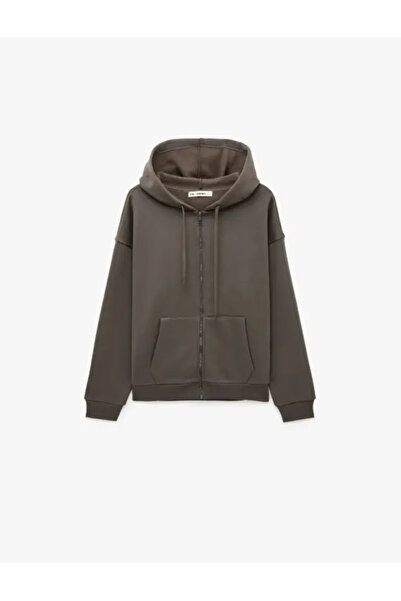 Koton Long Sleeve, Pockets, Comfortable Fit, Zippered Hooded Sweatshirt