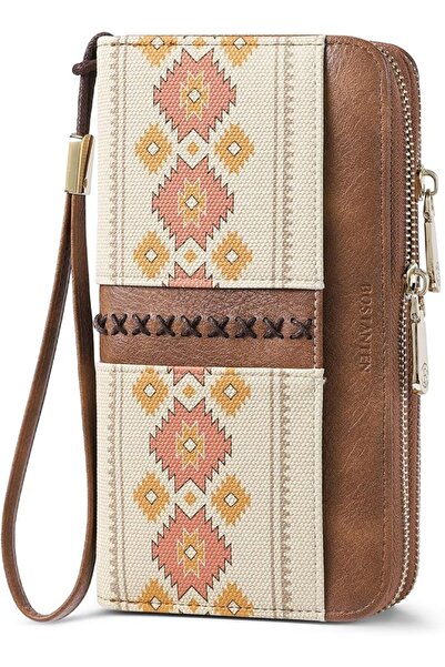 BOSTANTEN Wallets for Women Leather RFID Double Zipper Around Holder Large Ca...