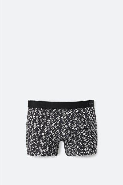 Avva Men's Black Seamless Printed Soft Touch Elastane Boxer A62Y9514