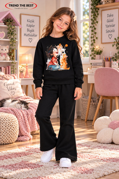 TREND THE BEST Trendin En İyisi Winter, Spring, and Autumn Girls' Black Spani...