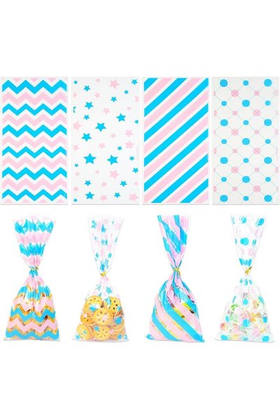 KASTWAVE 100Pcs Cellophane Bags with Twist Ties, 5x11 Inch Resealable Flat Bo...