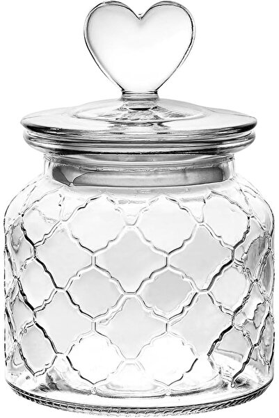 KASTWAVE Cheerful Candy Storage Jar, Clear Glass Airtight Jar with Heart‑Shap...